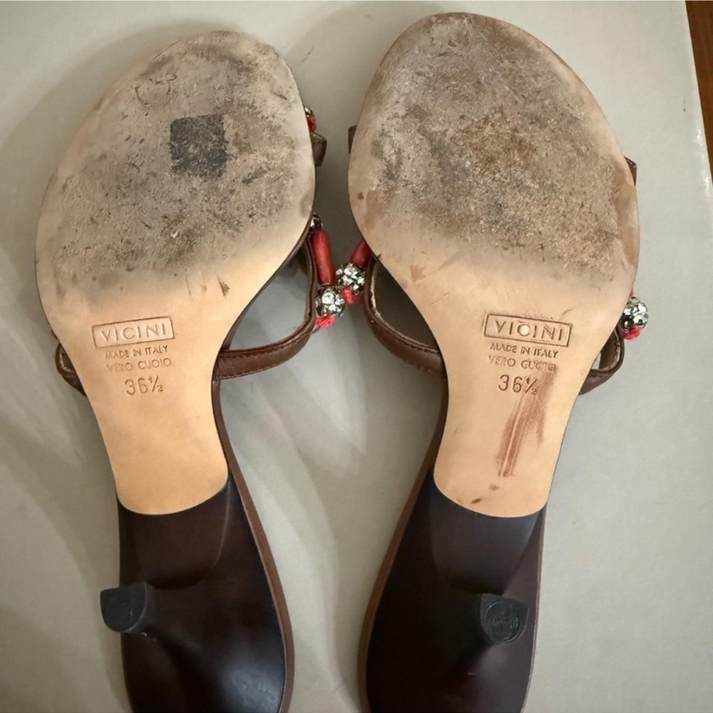 Giuseppe Zanotti Brown and Red Embellished Heels - Picture 7 of 7